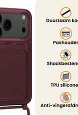 Nomfy Nomfy iPhone 17 Pro Hoesje Pashouder met Koord - Aubergine