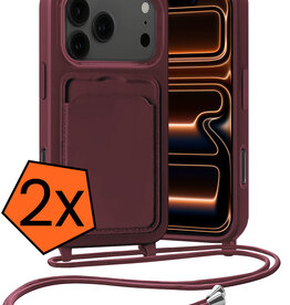 Nomfy Nomfy iPhone 17 Pro Hoesje Pashouder met Koord - Aubergine - 2 PACK