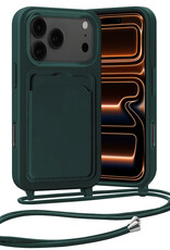Nomfy Nomfy iPhone 17 Pro Hoesje Pashouder met Koord - Donkergroen