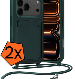Nomfy Nomfy iPhone 17 Pro Hoesje Pashouder met Koord - Donkergroen - 2 PACK