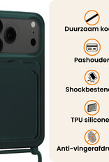 Nomfy Nomfy iPhone 17 Pro Hoesje Pashouder met Koord - Donkergroen - 2 PACK