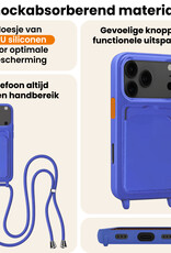 Nomfy Nomfy iPhone 17 Pro Hoesje Pashouder met Koord - Fel Blauw - 2 PACK