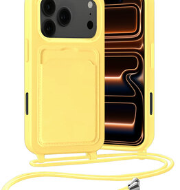 Nomfy Nomfy iPhone 17 Pro Hoesje Pashouder met Koord - Geel