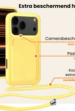 Nomfy Nomfy iPhone 17 Pro Hoesje Pashouder met Koord Met Screenprotector - Geel