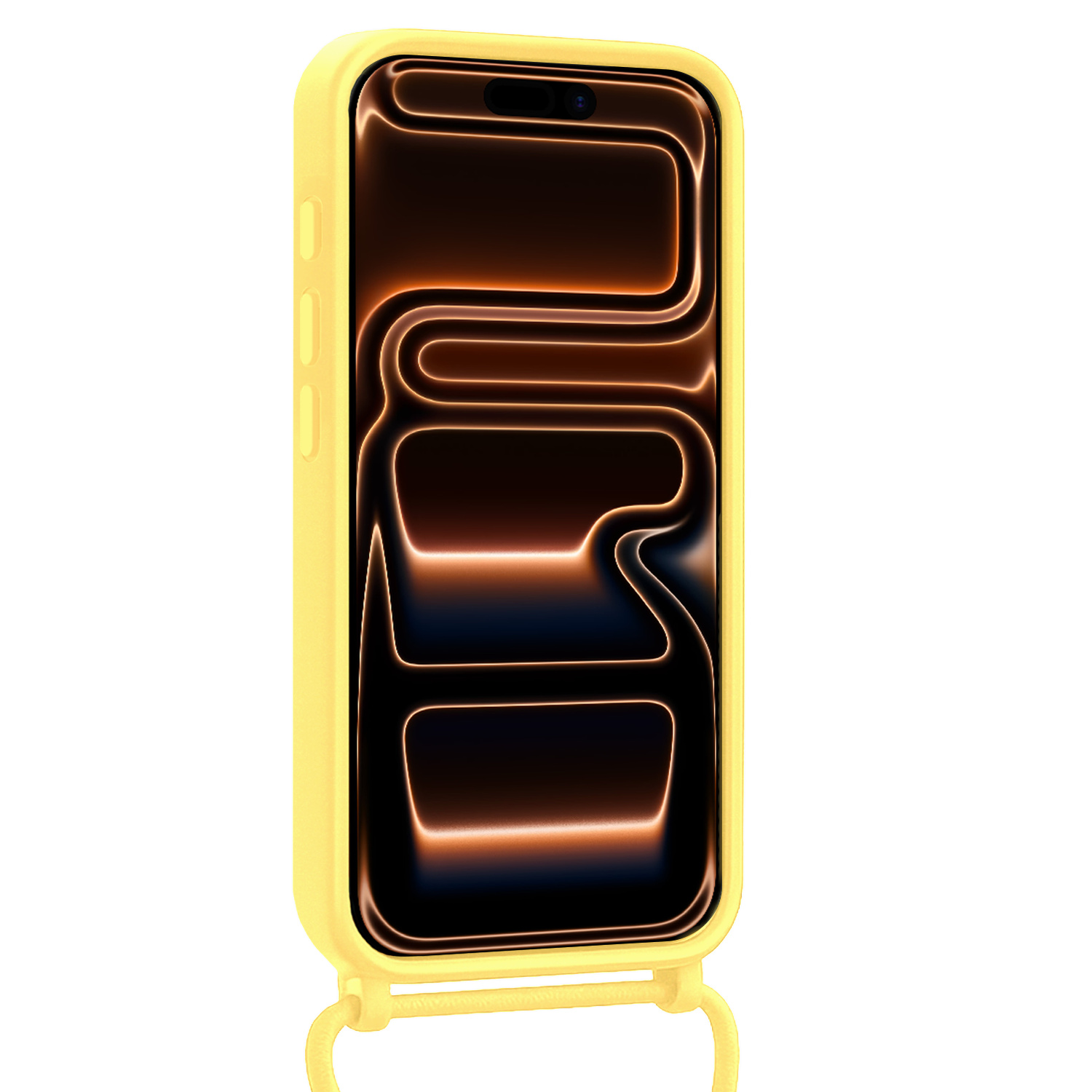 Nomfy Nomfy iPhone 17 Pro Hoesje Pashouder met Koord Met Screenprotector - Geel