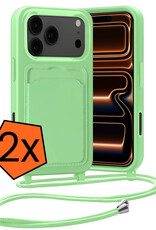 Nomfy Nomfy iPhone 17 Pro Hoesje Pashouder met Koord - Groen - 2 PACK