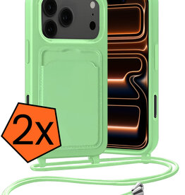 Nomfy Nomfy iPhone 17 Pro Hoesje Pashouder met Koord - Groen - 2 PACK