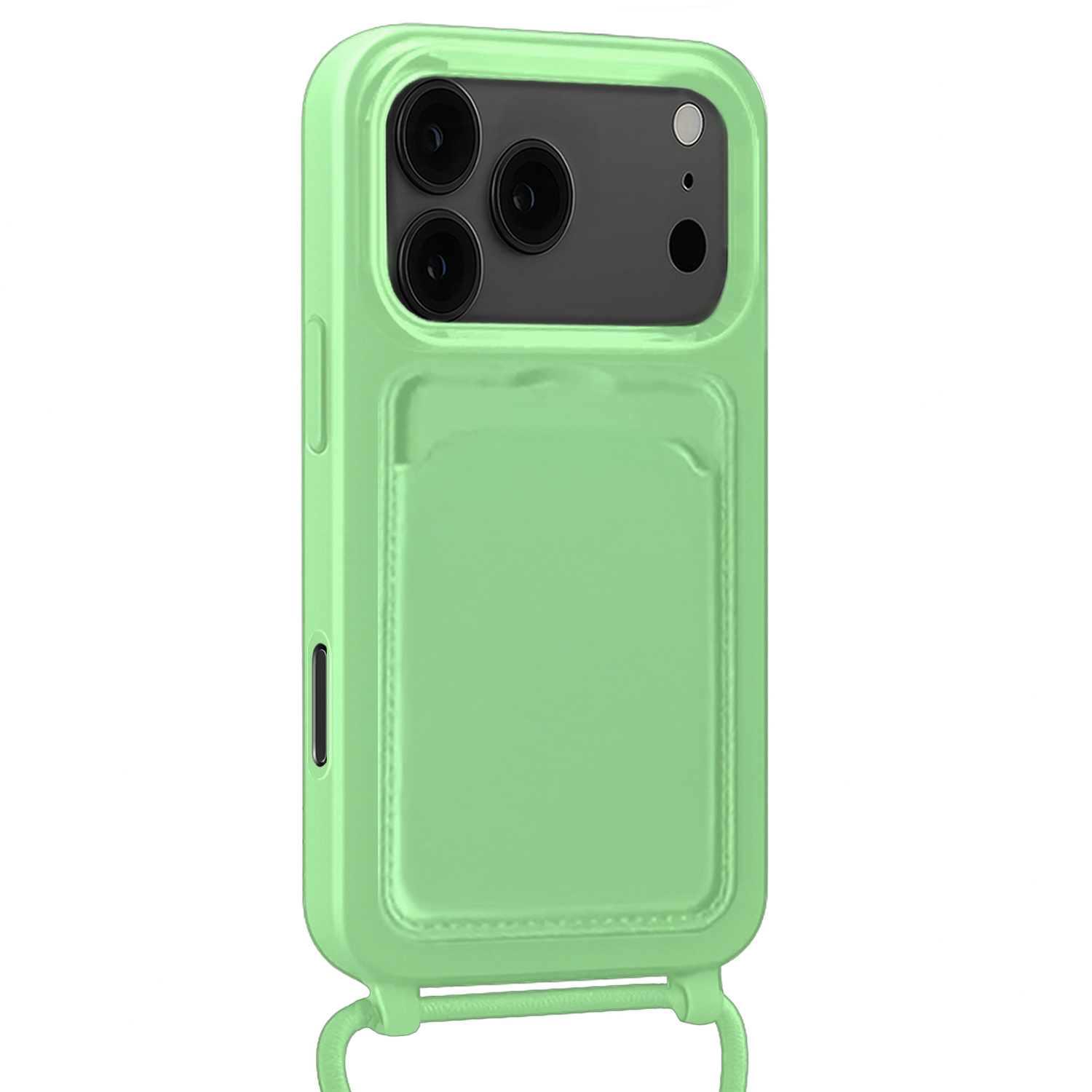 Nomfy Nomfy iPhone 17 Pro Hoesje Pashouder met Koord Met 2x Screenprotector - Groen