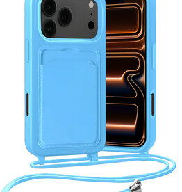 Nomfy Nomfy iPhone 17 Pro Hoesje Pashouder met Koord - Lichtblauw