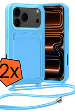 Nomfy Nomfy iPhone 17 Pro Hoesje Pashouder met Koord - Lichtblauw - 2 PACK