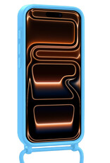 Nomfy Nomfy iPhone 17 Pro Hoesje Pashouder met Koord Met Screenprotector - Lichtblauw