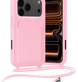 Nomfy Nomfy iPhone 17 Pro Hoesje Pashouder met Koord - Lichtroze