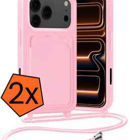 Nomfy Nomfy iPhone 17 Pro Hoesje Pashouder met Koord - Lichtroze - 2 PACK