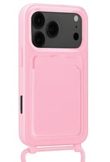 Nomfy Nomfy iPhone 17 Pro Hoesje Pashouder met Koord Met 2x Screenprotector - Lichtroze