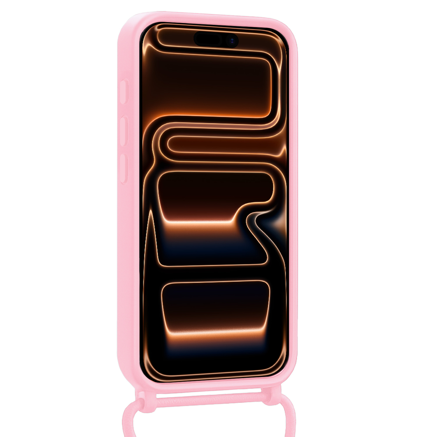 Nomfy Nomfy iPhone 17 Pro Hoesje Pashouder met Koord Met 2x Screenprotector - Lichtroze