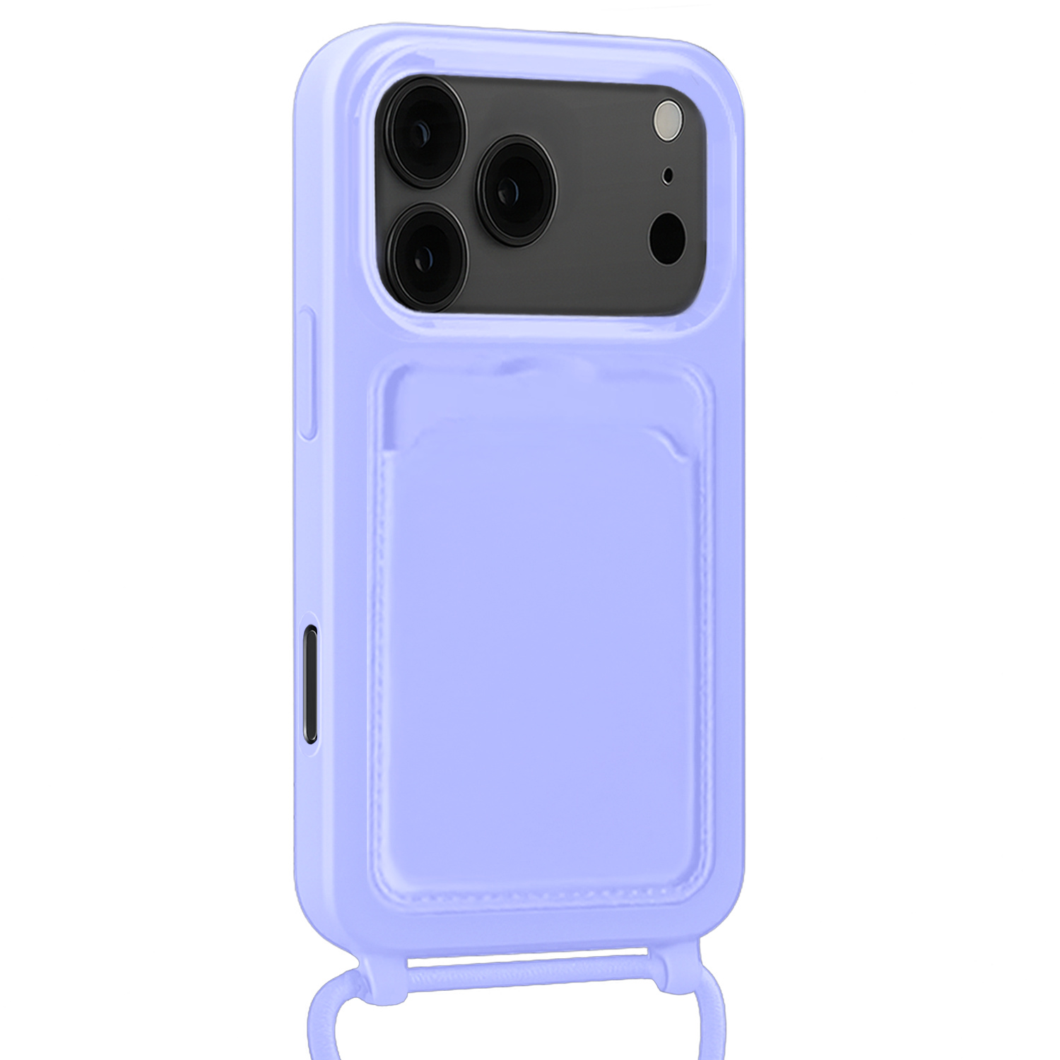 Nomfy Nomfy iPhone 17 Pro Hoesje Pashouder met Koord Met 2x Screenprotector - Lila