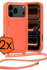 Nomfy Nomfy iPhone 17 Pro Hoesje Pashouder met Koord - Papaya - 2 PACK