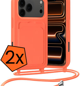 Nomfy Nomfy iPhone 17 Pro Hoesje Pashouder met Koord - Papaya - 2 PACK