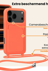 Nomfy Nomfy iPhone 17 Pro Hoesje Pashouder met Koord Met 2x Screenprotector - Papaya