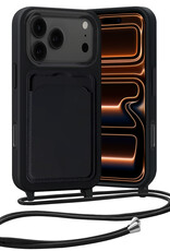 Nomfy Nomfy iPhone 17 Pro Hoesje Pashouder met Koord - Zwart