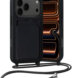 Nomfy Nomfy iPhone 17 Pro Hoesje Pashouder met Koord - Zwart