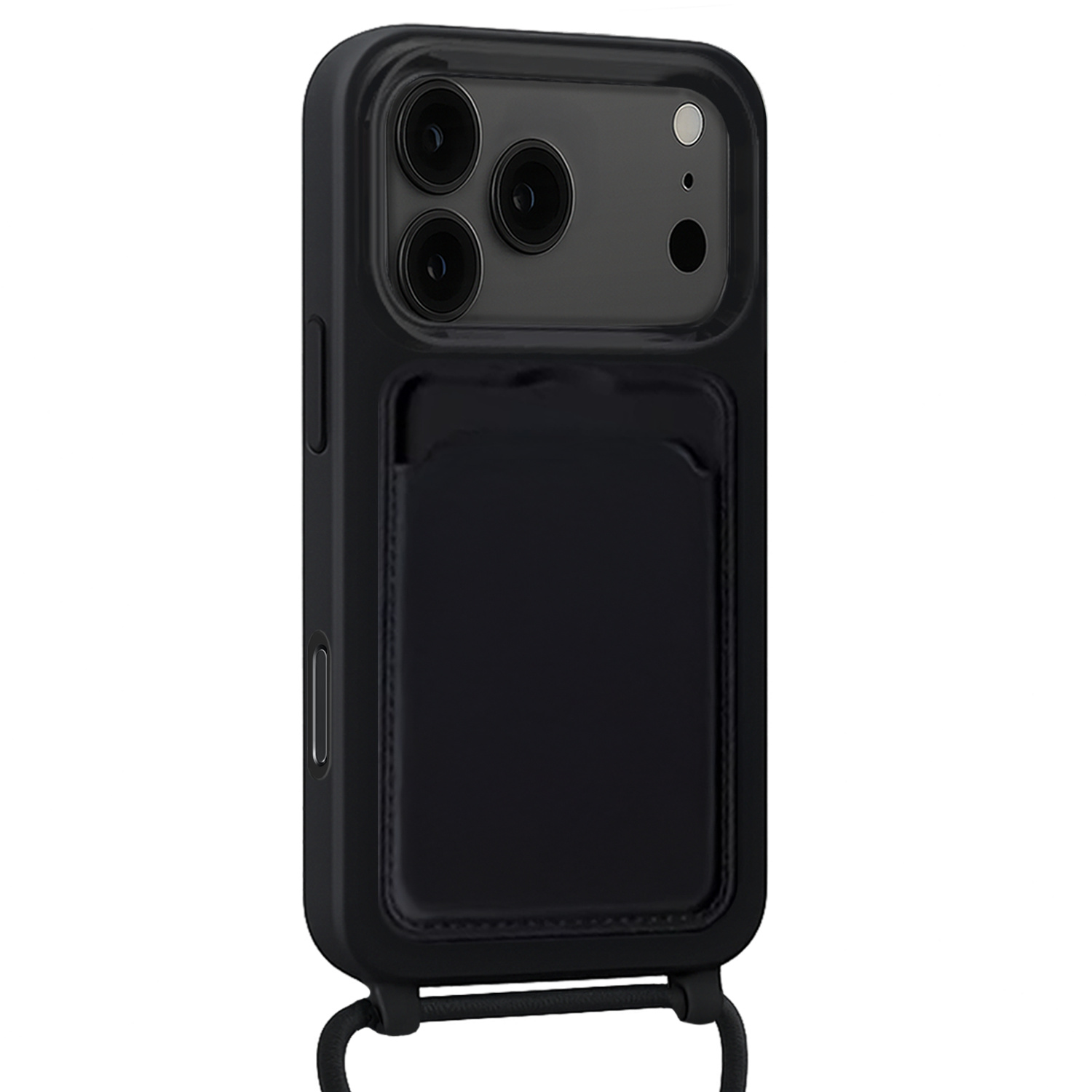 Nomfy Nomfy iPhone 17 Pro Hoesje Pashouder met Koord - Zwart