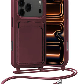 Nomfy Nomfy iPhone 17 Pro Max Hoesje Pashouder met Koord - Aubergine
