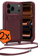 Nomfy Nomfy iPhone 17 Pro Max Hoesje Pashouder met Koord - Aubergine - 2 PACK