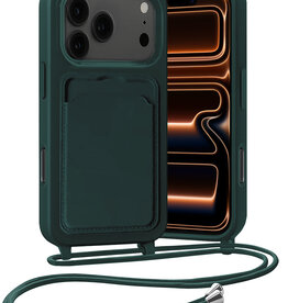 Nomfy Nomfy iPhone 17 Pro Max Hoesje Pashouder met Koord - Donkergroen