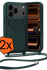 Nomfy Nomfy iPhone 17 Pro Max Hoesje Pashouder met Koord - Donkergroen - 2 PACK