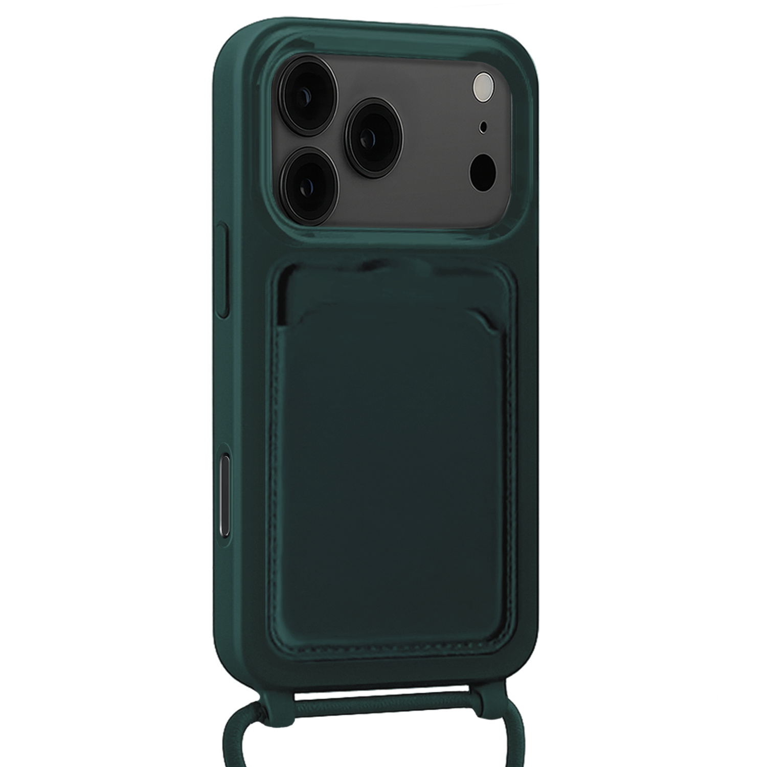 Nomfy Nomfy iPhone 17 Pro Max Hoesje Pashouder met Koord - Donkergroen - 2 PACK