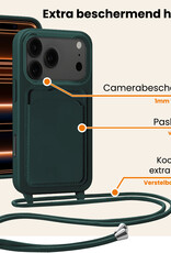 Nomfy Nomfy iPhone 17 Pro Max Hoesje Pashouder met Koord Met Screenprotector - Donkergroen