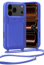Nomfy Nomfy iPhone 17 Pro Max Hoesje Pashouder met Koord - Fel Blauw