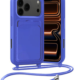 Nomfy Nomfy iPhone 17 Pro Max Hoesje Pashouder met Koord - Fel Blauw