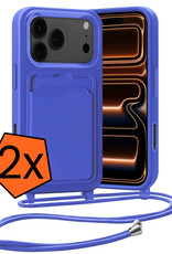 Nomfy Nomfy iPhone 17 Pro Max Hoesje Pashouder met Koord - Fel Blauw - 2 PACK