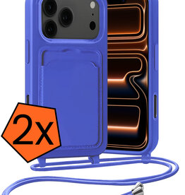 Nomfy Nomfy iPhone 17 Pro Max Hoesje Pashouder met Koord - Fel Blauw - 2 PACK