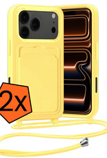 Nomfy Nomfy iPhone 17 Pro Max Hoesje Pashouder met Koord - Geel - 2 PACK