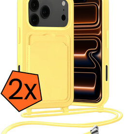 Nomfy Nomfy iPhone 17 Pro Max Hoesje Pashouder met Koord - Geel - 2 PACK