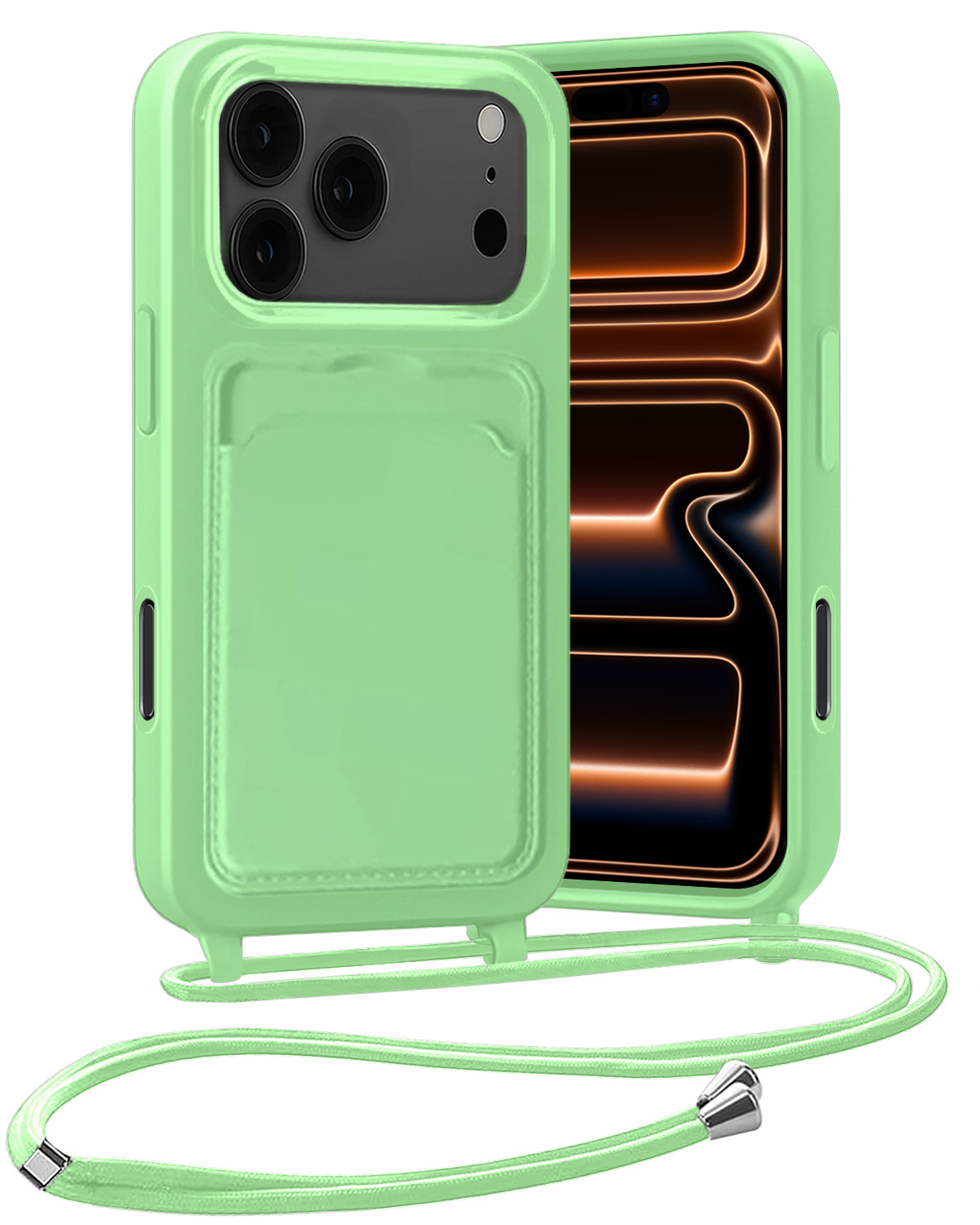 Nomfy Nomfy iPhone 17 Pro Max Hoesje Pashouder met Koord - Groen