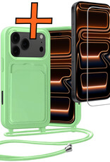 Nomfy Nomfy iPhone 17 Pro Max Hoesje Pashouder met Koord Met Screenprotector - Groen