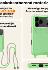 Nomfy Nomfy iPhone 17 Pro Max Hoesje Pashouder met Koord Met 2x Screenprotector - Groen