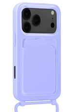 Nomfy Nomfy iPhone 17 Pro Max Hoesje Pashouder met Koord Met Screenprotector - Lila