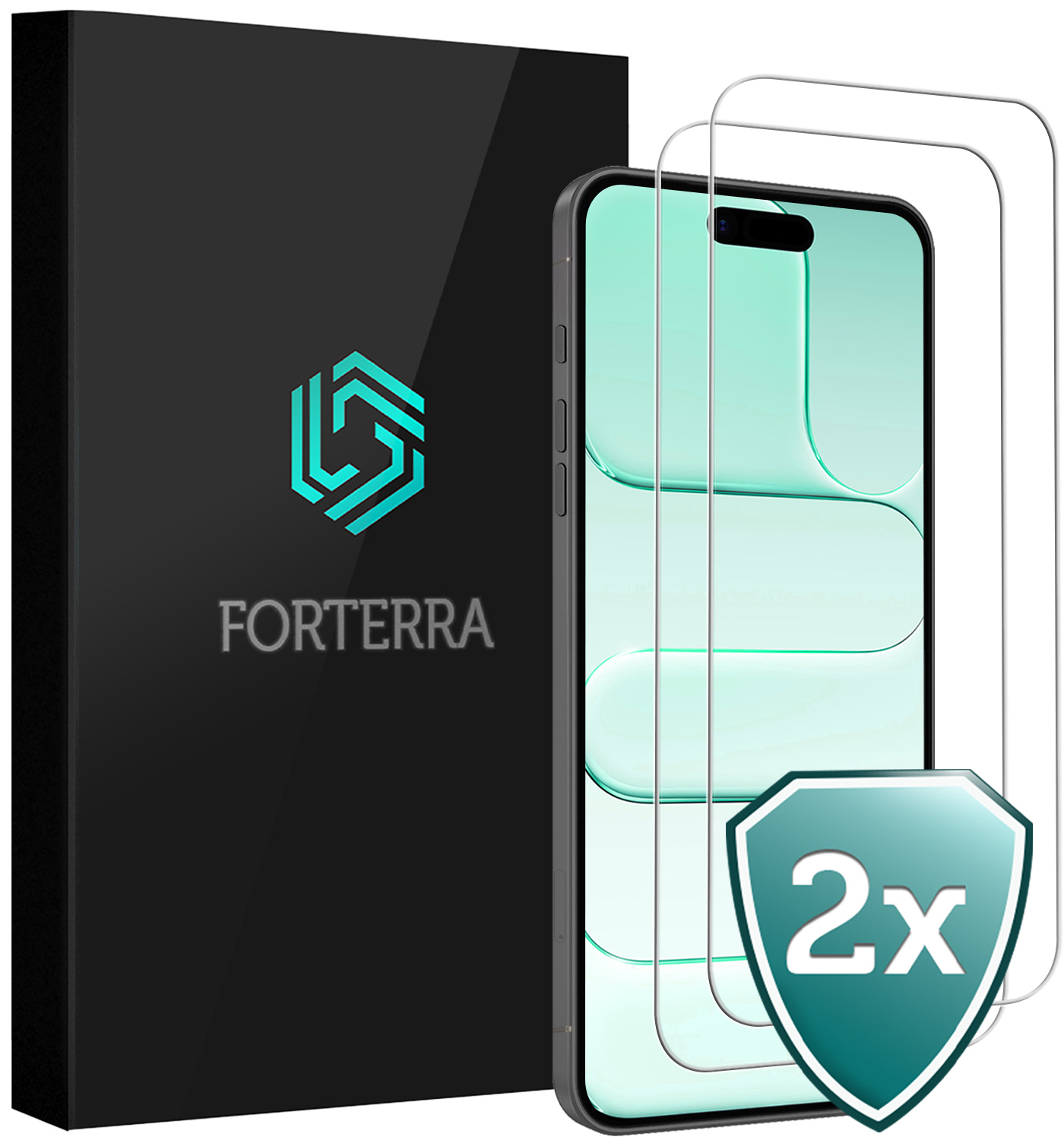 Forterra Forterra iPhone Air Screenprotector Glas Met Dichte Notch - 2 PACK