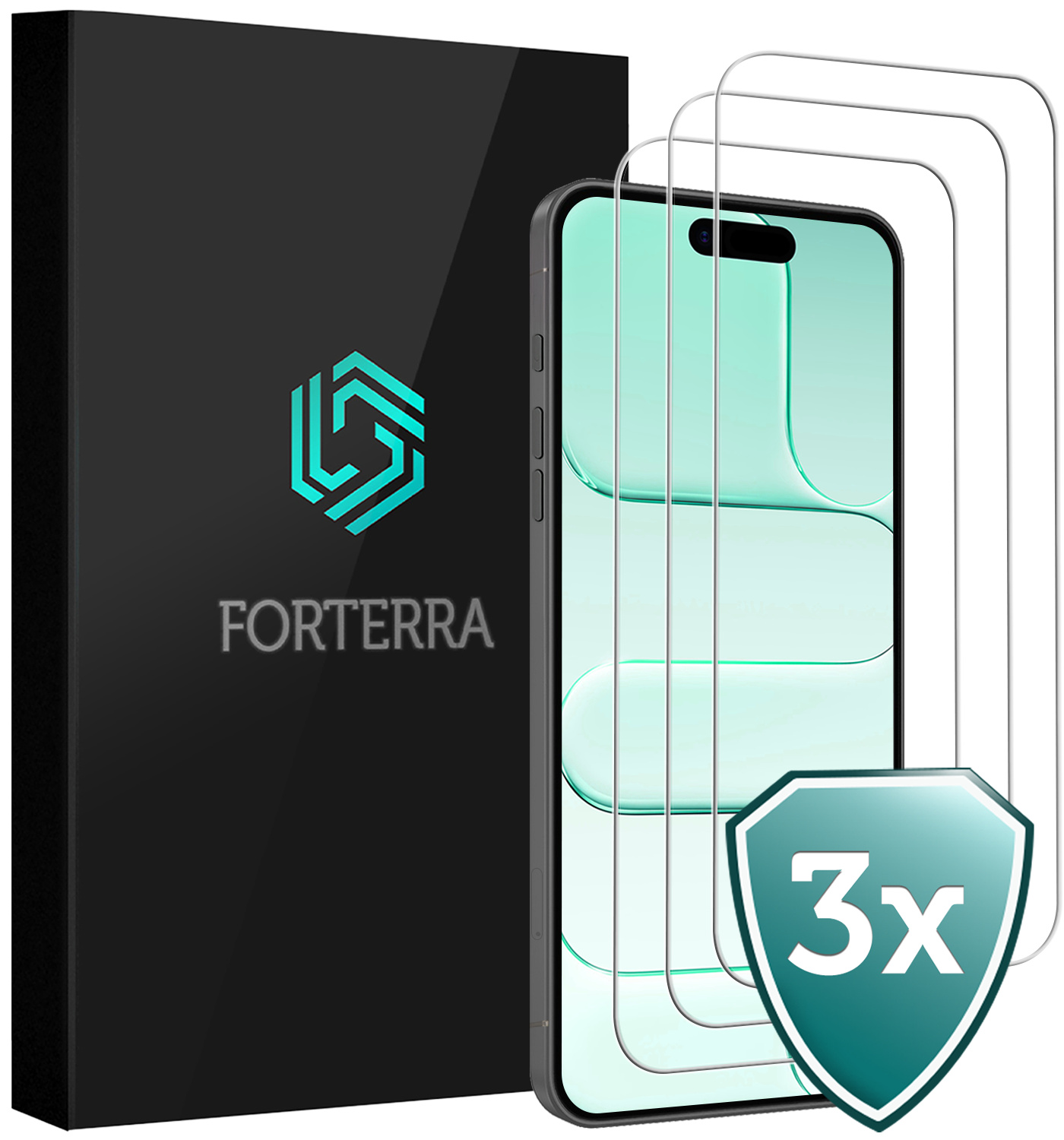 Forterra Forterra iPhone Air Screenprotector Glas Met Dichte Notch - 3 PACK