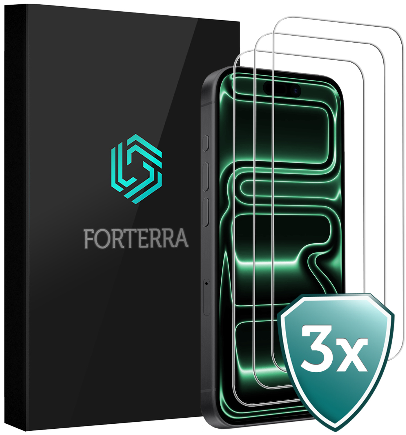 Forterra Forterra iPhone 17 Pro Screenprotector Glas Met Dichte Notch - 3 PACK