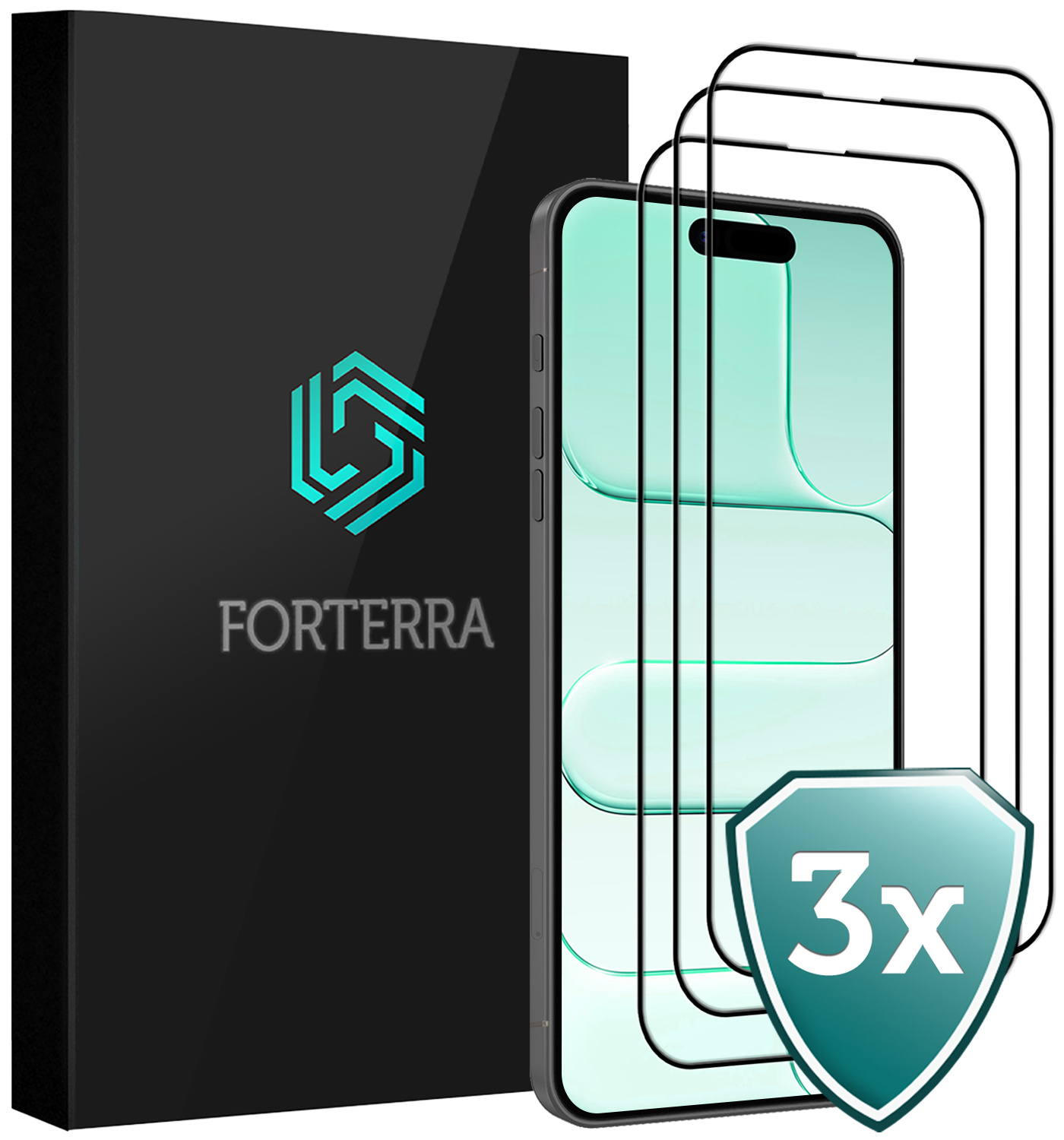 Forterra Forterra iPhone Air Screenprotector Glas Full Cover 2D - 3 PACK