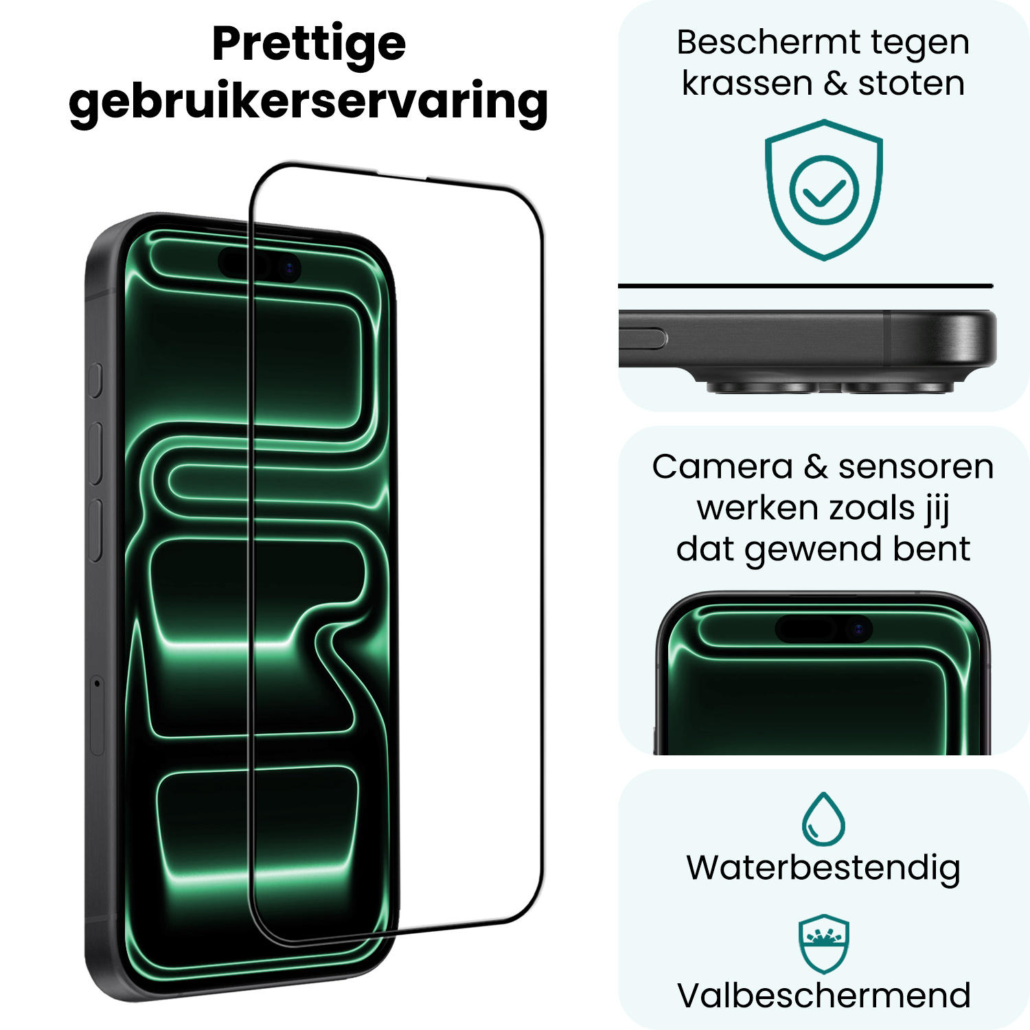 Forterra Forterra iPhone 17 Pro Screenprotector Glas Full Cover 2D - 3 PACK
