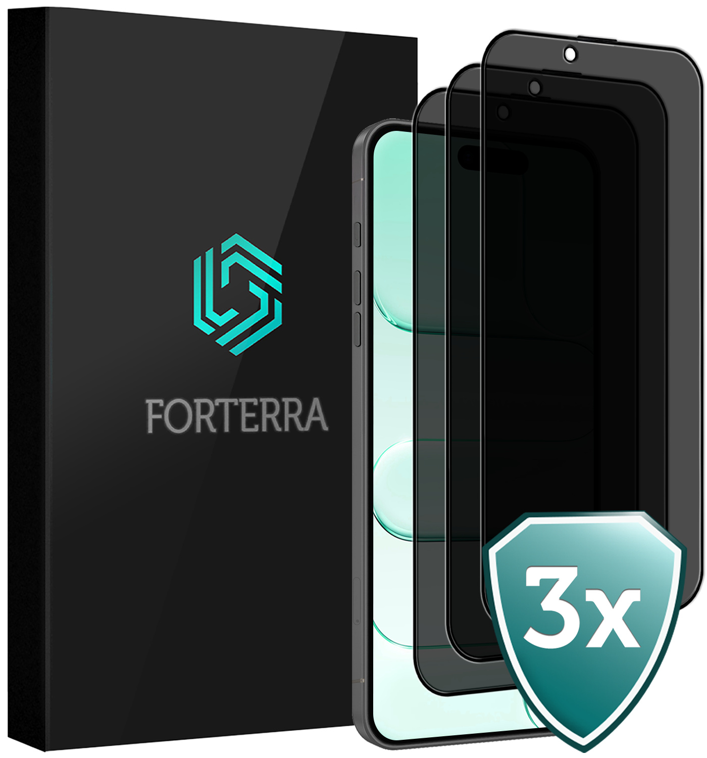 Forterra Forterra iPhone Air Screenprotector Glas Privacy - 3 PACK