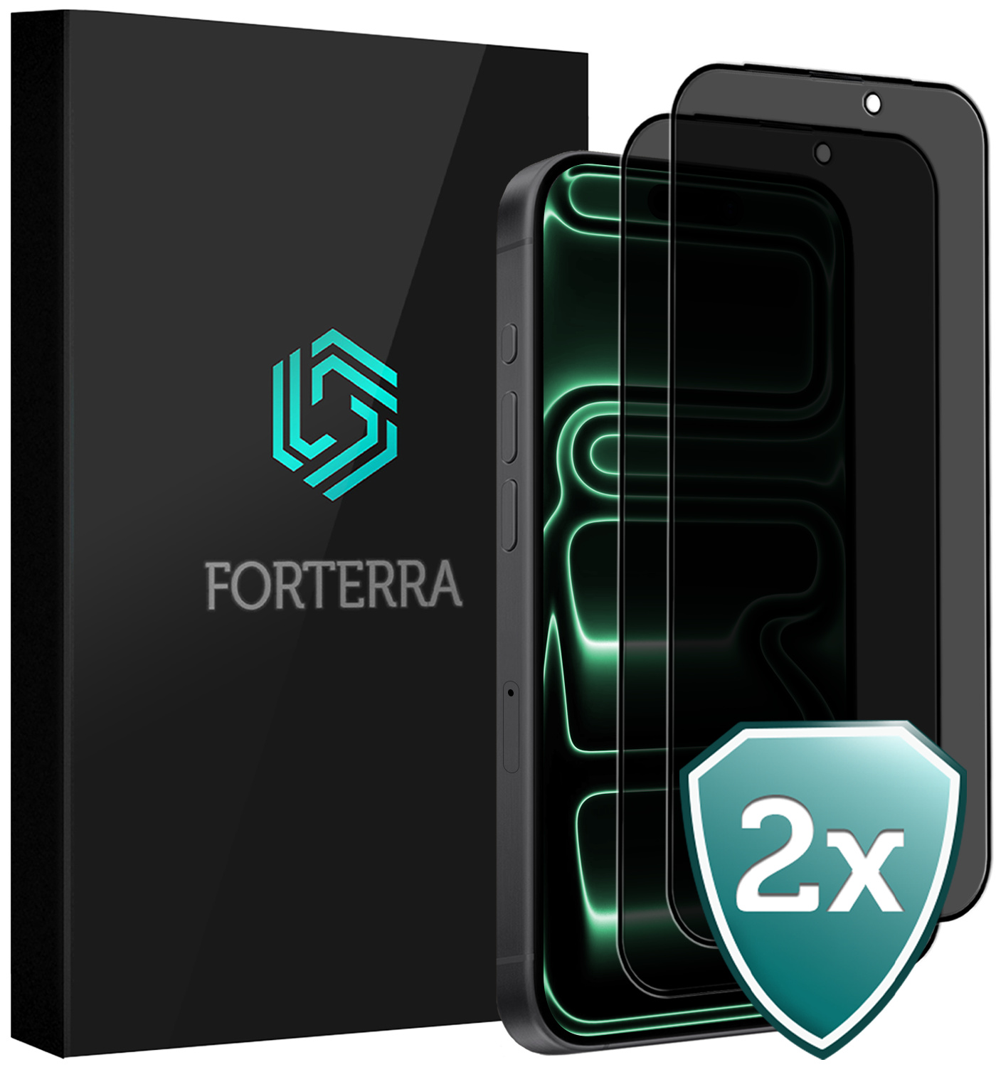 Forterra Forterra iPhone 17 Pro Screenprotector Glas Privacy - 2 PACK