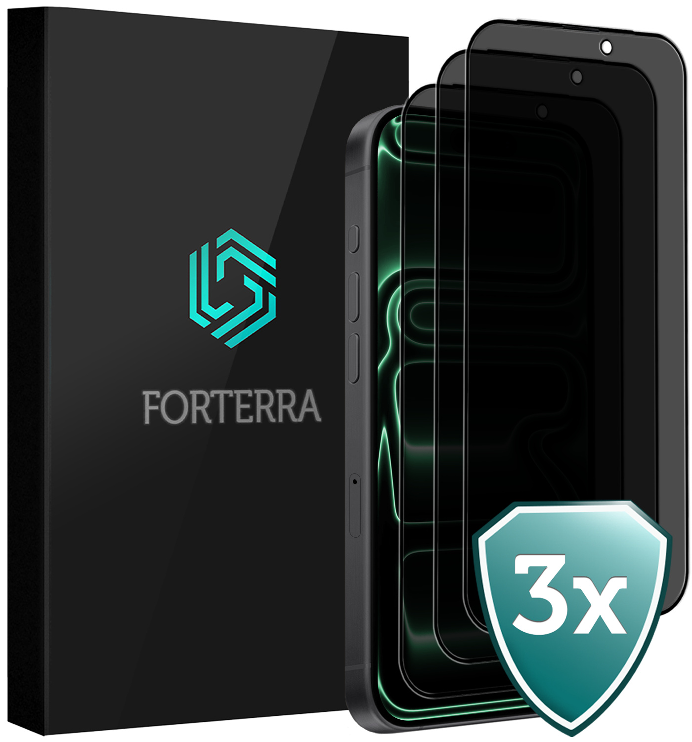 Forterra Forterra iPhone 17 Pro Max Screenprotector Glas Privacy - 3 PACK